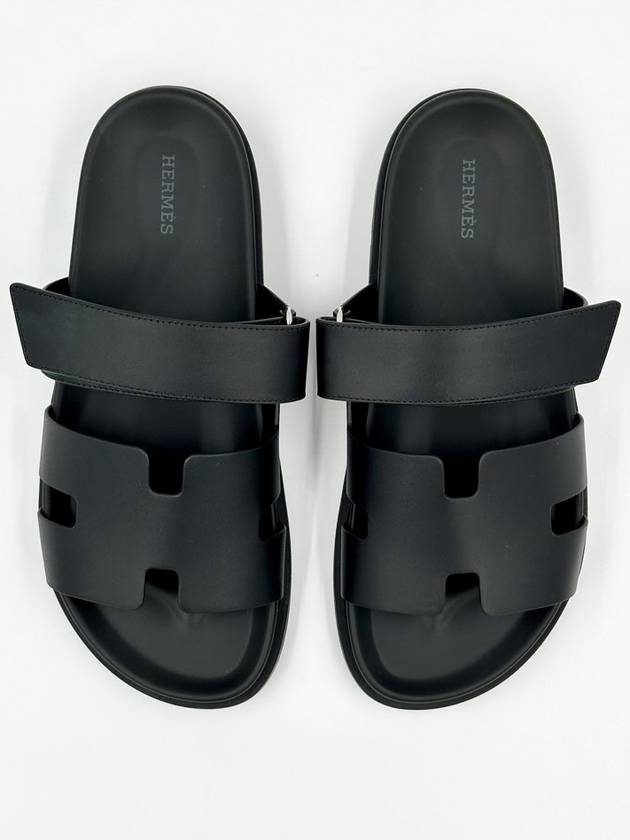 Hermes Chypre H Logo Calfskin Sandals Black - HERMES - BALAAN 8