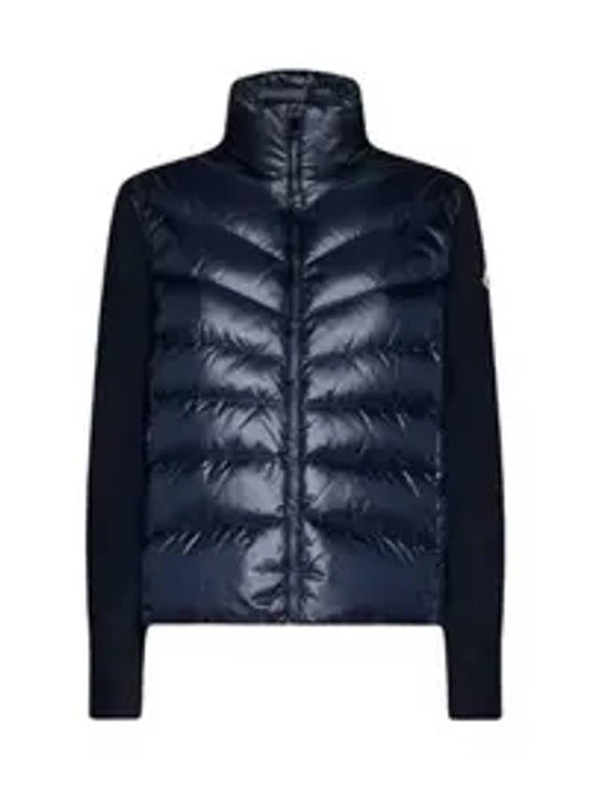 Padded Wool Cardigan Navy Blue - MONCLER - BALAAN 1