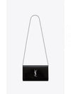 Cassandre Logo Lettering Calfskin Chain Long Wallet Black - SAINT LAURENT - BALAAN 2