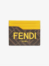 Roma Logo 3-Fold Card Wallet Brown Yellow - FENDI - BALAAN 4