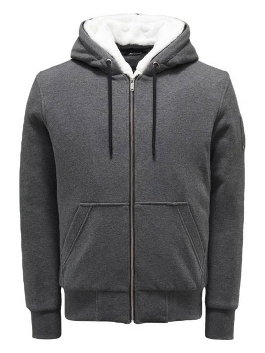 Bunny Fur Hooded Zip Up Gray - MOOSE KNUCKLES - BALAAN.