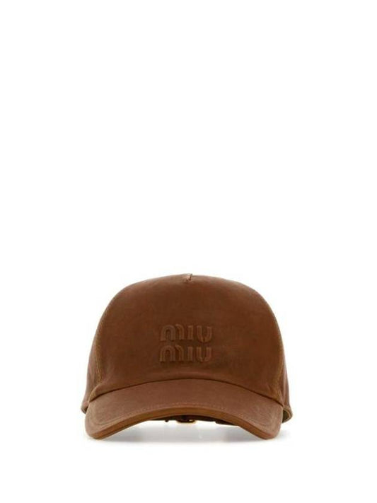 Nappa Leather Ball Cap Brown - MIU MIU - BALAAN 1