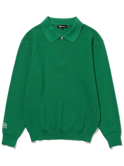 Viscose basic ribbed half zip-up knit GREEN - 20THHOLE - BALAAN 2