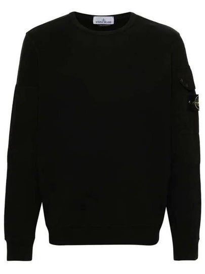 Brushed Organic Cotton Fleece Sweatshirt Black - STONE ISLAND - BALAAN 2