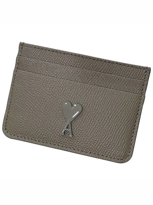 Heart Logo Card Holder Taupe - AMI - BALAAN 3