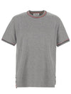 RWB Trimmed Cotton Short Sleeve T-Shirt Grey - THOM BROWNE - BALAAN 5