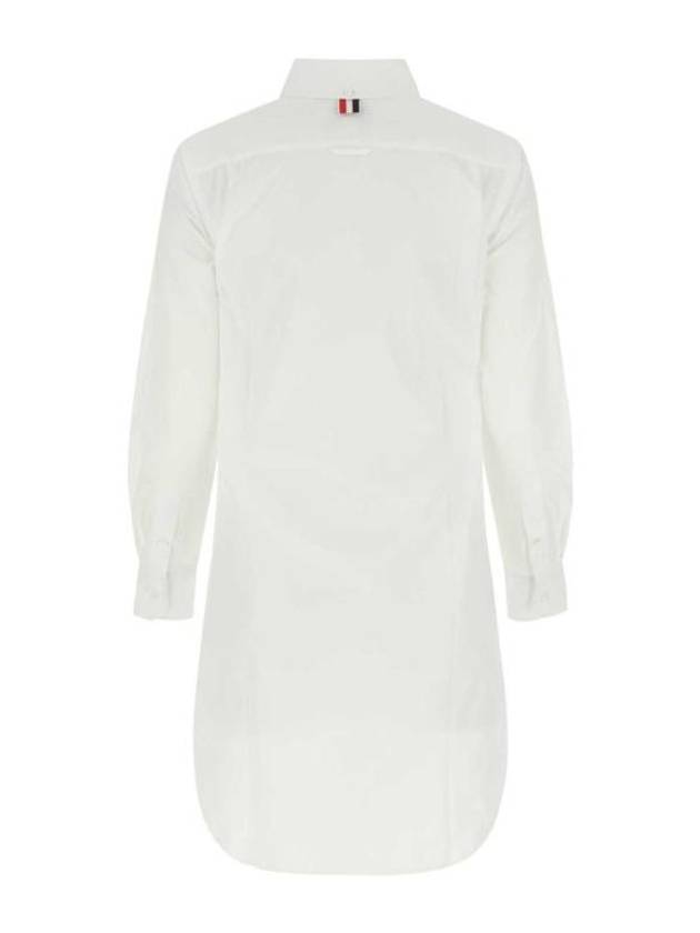 Women's Point Collar Poplin Short Dress White - THOM BROWNE - BALAAN 3