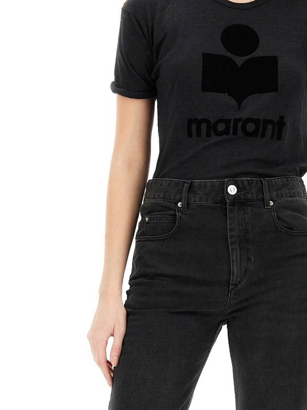 Koldi Logo Linen Short Sleeve T-Shirt Black - ISABEL MARANT ETOILE - BALAAN 9