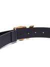 Big Logo Leather Belt Black Gold Plated - SAINT LAURENT - BALAAN.