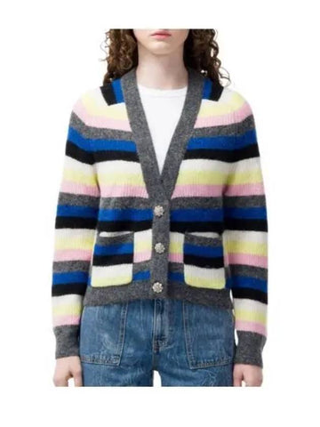 Women s Striped Wool Cardigan Multi K1789 - GANNI - BALAAN 1