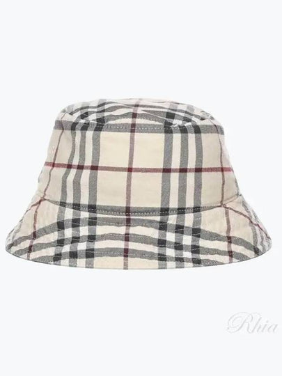 Stone Check Cotton Bucket Hat Beige - BURBERRY - BALAAN 2