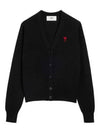 Heart Logo Wool Cardigan Black - AMI - BALAAN 2