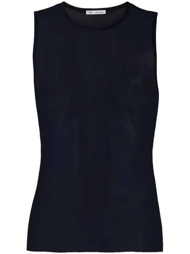 Ride Ribbed Long Tank Sleeveless Navy - AMI - BALAAN 1