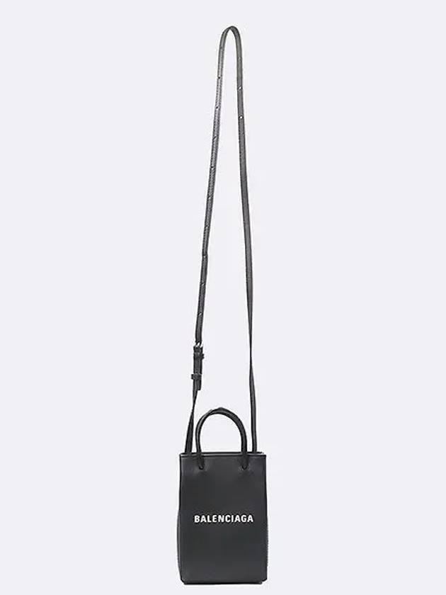 593826 Black leather logo mini phone case and crossbag - BALENCIAGA - BALAAN 4