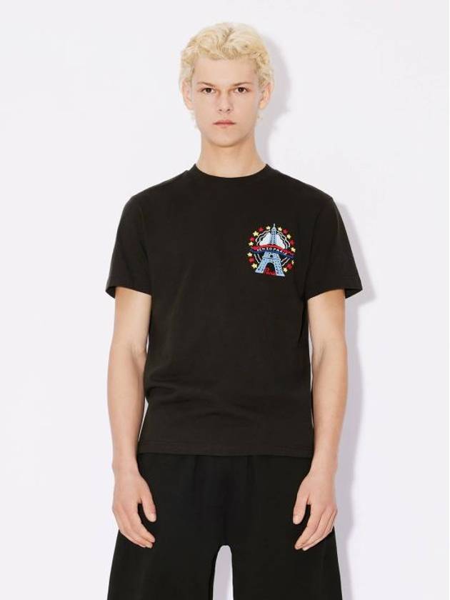 Drawn Varsity Embroidered Slim Cotton Short Sleeve T-shirt Black - KENZO - BALAAN 4