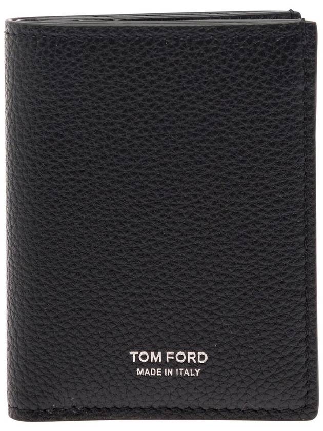 Men's Logo Pebble Leather T-Line Card Wallet Black - TOM FORD - BALAAN 2