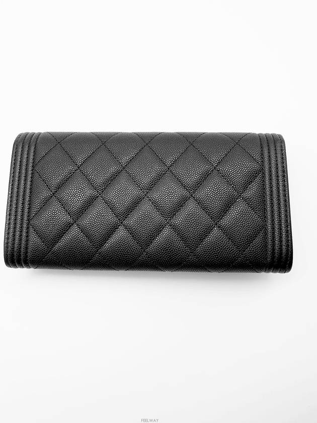 Classic Boy Snap Long Wallet Caviar Black Silver A80286 - CHANEL - BALAAN 3