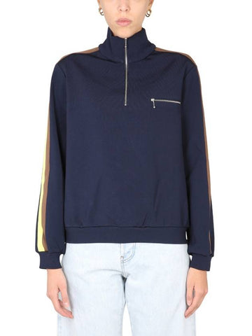 Quarter Zip Sweatshirt Navy - TORY BURCH - BALAAN 1