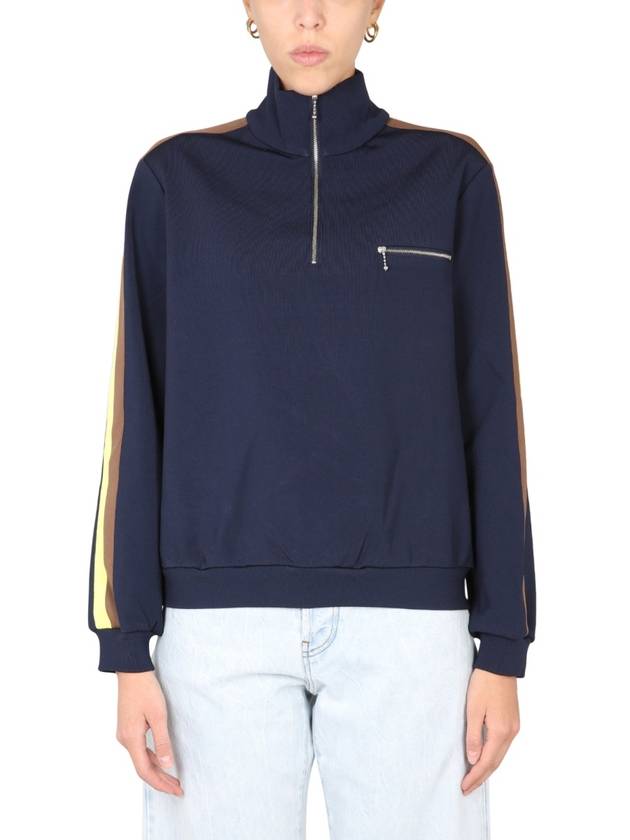 Quarter Zip Sweatshirt Navy - TORY BURCH - BALAAN 1