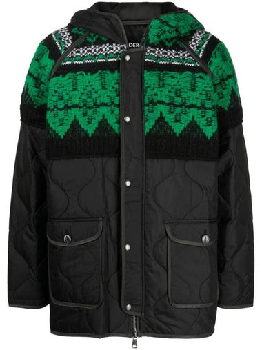 Nordic Knit Patch Quilted Parka Black - ANDERSSON BELL - BALAAN 1