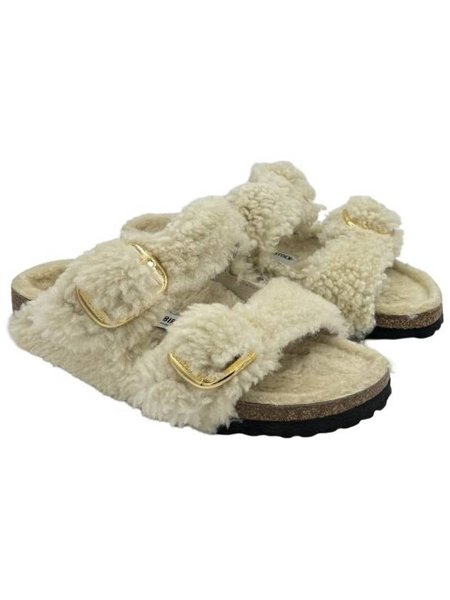 Arizona Big Buckle Shearling Slippers Teddy Eggshell - BIRKENSTOCK - BALAAN 3