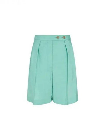 Women s Silk Blend Pleated Shorts Green 271235 - EMPORIO ARMANI - BALAAN 1