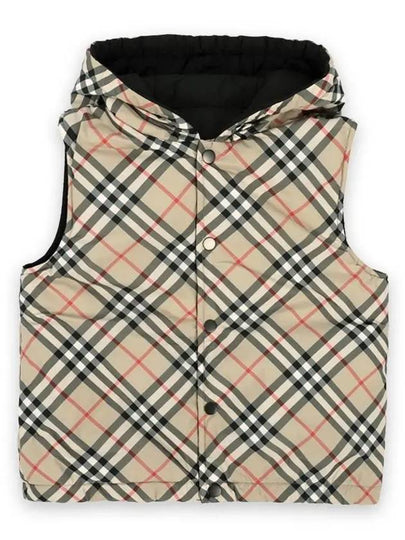 Kids Check Reversible Padded Vest Beige Black 8079637 8 10Y - BURBERRY - BALAAN 2