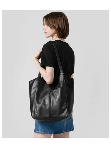 JEANS Women s Black CKJ Cinched PU Convertible Shopper Bag DH3737 UB1 - CALVIN KLEIN - BALAAN 1