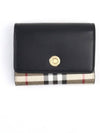 Vintage Check Leather Small Folding Wallet Archive Beige Black - BURBERRY - BALAAN 2