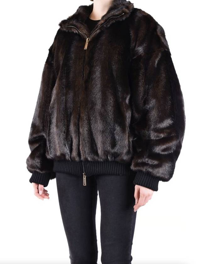 Logo Bomber Eco Fur Jacket Brown - DSQUARED2 - BALAAN 8