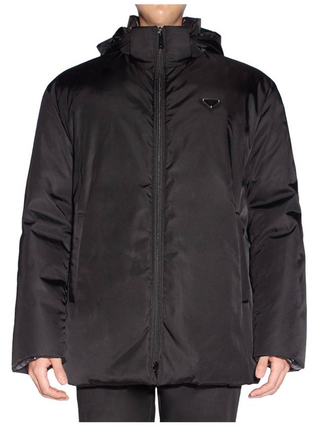 Triangle Logo Reversible Re-Nylon Down Padded Jacket Black - PRADA - BALAAN 6