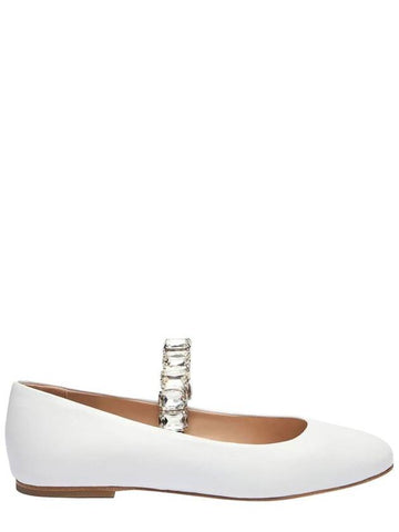 White Ballet Shoes With Crystal Embellishments In Leather Woman - CASADEI - BALAAN 1