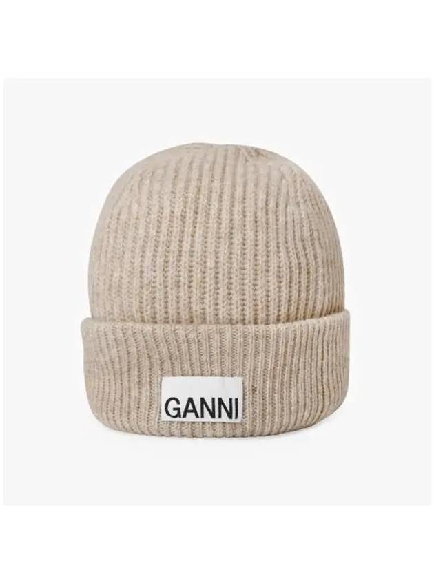 Women's Logo Wool Beanie Sand Beige - GANNI - BALAAN 4