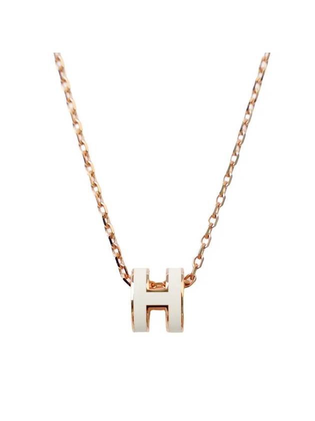 Mini Pop H Pendant Rose Gold & Blanc - HERMES - BALAAN 1