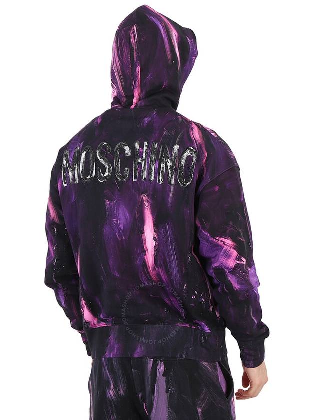 Men s Hooded Jacket Zip up Moschino Purple Painting Sweatshirt Brand Size 46 US 36 - MOSCHINO - BALAAN 4