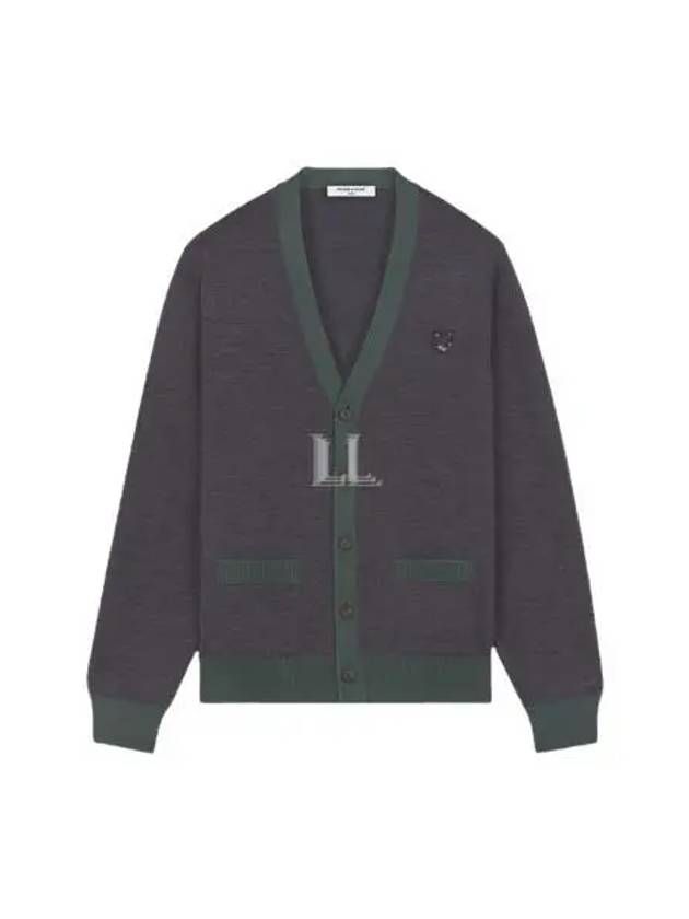 Bold Fox Head Patch Two-Tone Cardigan Grey - MAISON KITSUNE - BALAAN 2