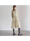 Women's Lace Tiered Printing Shirring DressBeige - MITTE - BALAAN 7