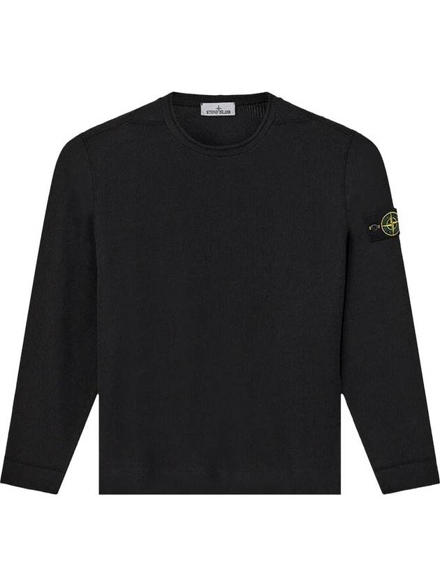 Men's Wappen Patch Crewneck Knit Sweatshirt Black - STONE ISLAND - BALAAN 5