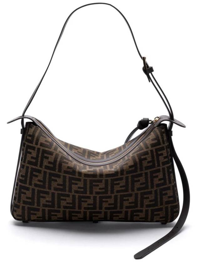 FF Jacquard Shoulder Bag Brown - FENDI - BALAAN 3