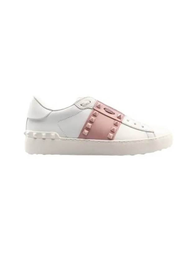 Women's Rockstud Low Top Sneakers White Pink - VALENTINO - BALAAN 2