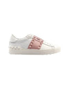 Women's Rockstud Low Top Sneakers White Pink - VALENTINO - BALAAN 3