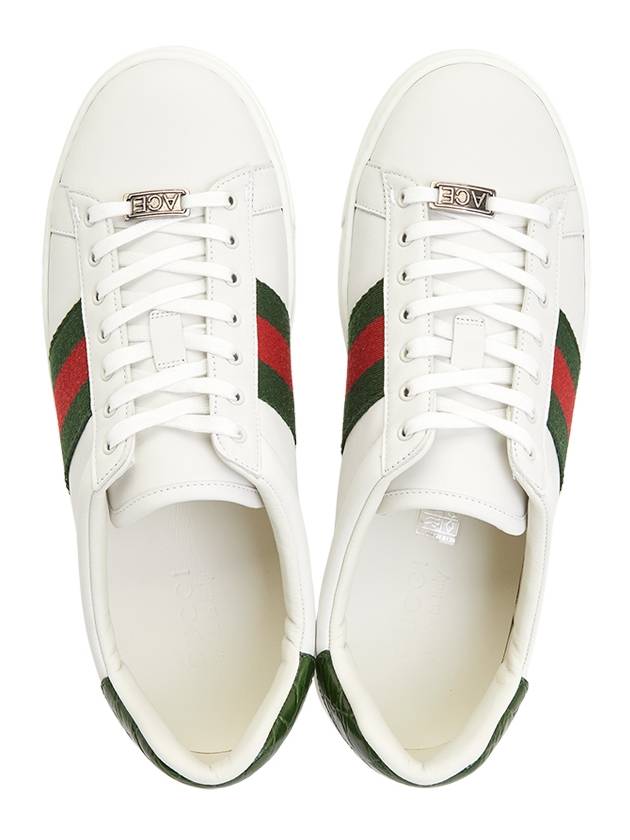 Ace Web Leather Low Top Sneakers White - GUCCI - BALAAN 3