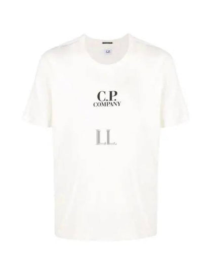 Men's Logo Print Crew Neck Cotton Short Sleeve T-Shirt White - CP COMPANY - BALAAN 2