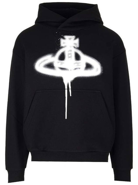 Spray ORB Logo Print Hoodie Black - VIVIENNE WESTWOOD - BALAAN 2