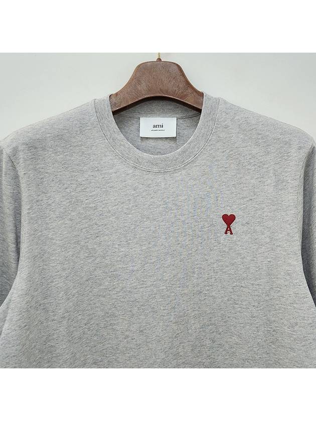 Small Heart Logo Boxy Fit Short Sleeve T-shirt Grey - AMI - BALAAN 5