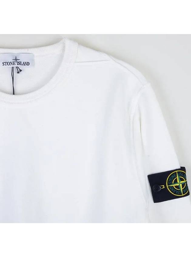 Wappen Patch Crew Neck Cotton Sweatshirt White - STONE ISLAND - BALAAN 6