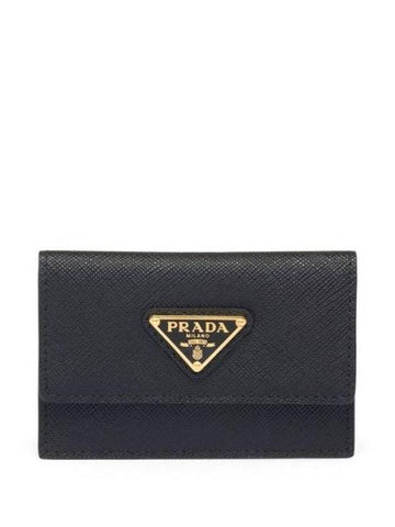 Saffiano Leather Card Wallet Black - PRADA - BALAAN 1