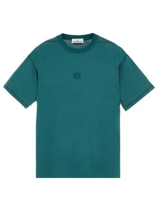 Fissato Effect Compass Embroidery Logo Short Sleeve T-shirt Bottle Green - STONE ISLAND - BALAAN 2