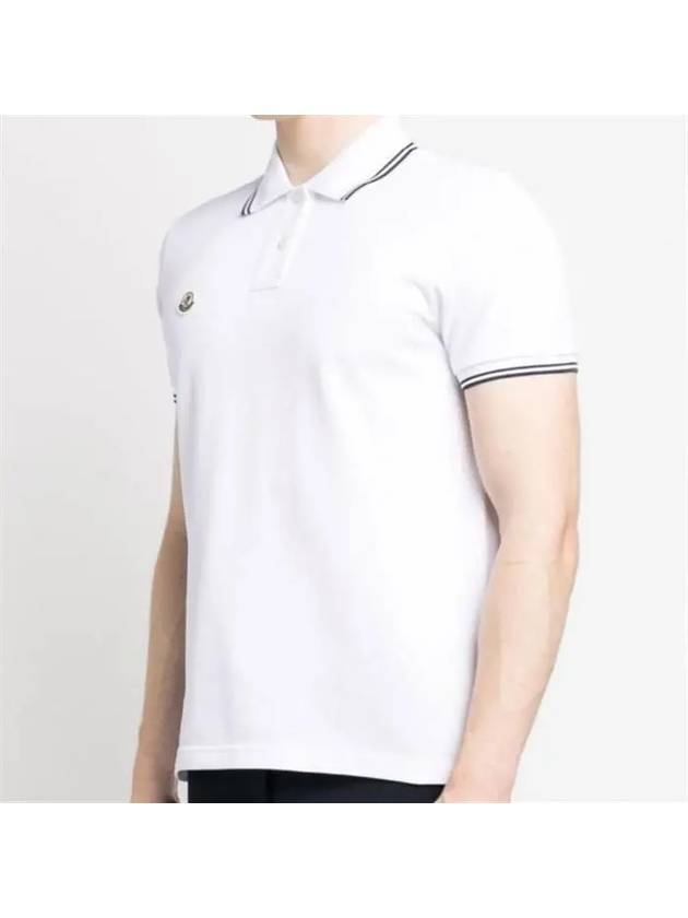 Logo Patch Short Sleeve Polo Shirt White - MONCLER - BALAAN 3