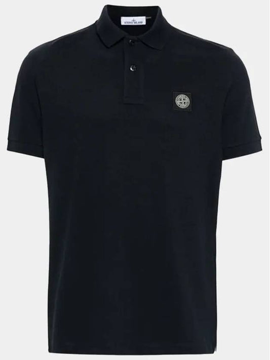 Pique Stretch Cotton Short Sleeve Polo Shirt Navy - STONE ISLAND - BALAAN 2